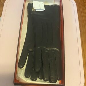 Coach Women’s Black Leather Gloves cashmere lined